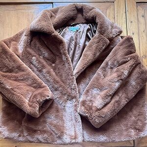 Via Spiga Chocolate Faux Fur Coat